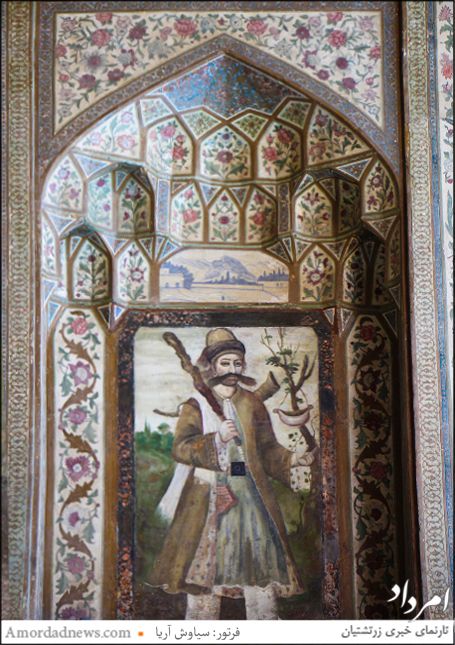 نقاشی دیواری شاه عباس در خانه باغ هفت‌تنان