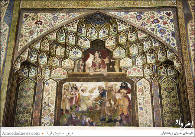 طرح نقاشی روی دیوار شیخ صنعان و دختر ترسا درخانه باغ هفت‌تنان