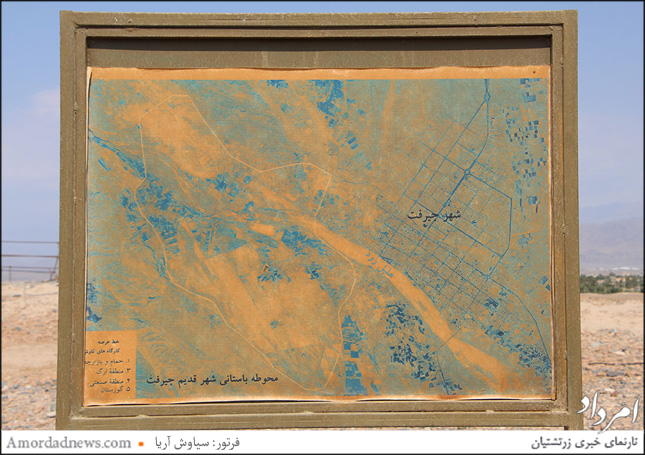 نقشه محوطه باستانی شهر قدیم جیرفت که بر پایه کاوش های باستان شناسی آماده شده است
