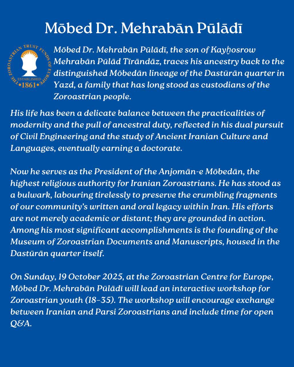 زمان برگزاری کارگاه آموزشی موبد پولادی در مرکز زرتشتیان اروپا 3 62311a40 4da2 46de 940f d9ff1afe787d