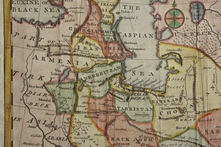 نقشه‌ای قدیمی که محدوده گنجه را در ایران نشان می‌دهد