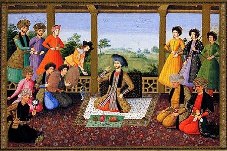 مجلس بزمی با حضور شاه سلیمان یکم اثر علیقلی جبادار