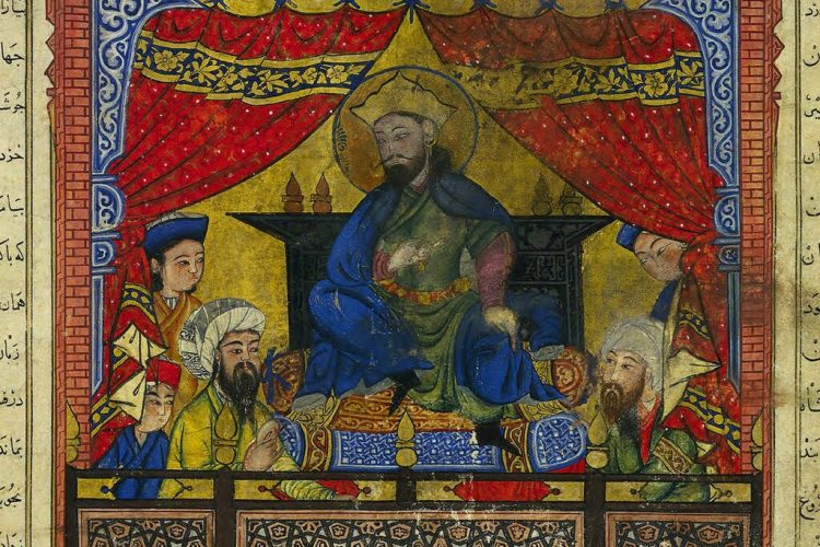 Nushirwan_Holds_a_Banquet_for_his_Minister_Buzurgmihr_(cropped)